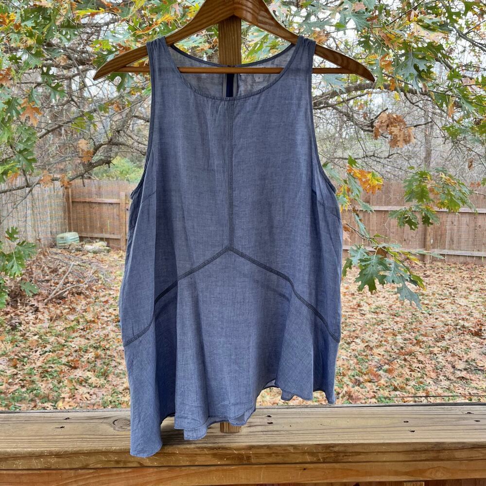 Derek Lam 10 Crosby Blue Sleeveless Asymmetrical Hem Top Size 2